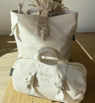 City Bag Coton Brodé "Maman Love"