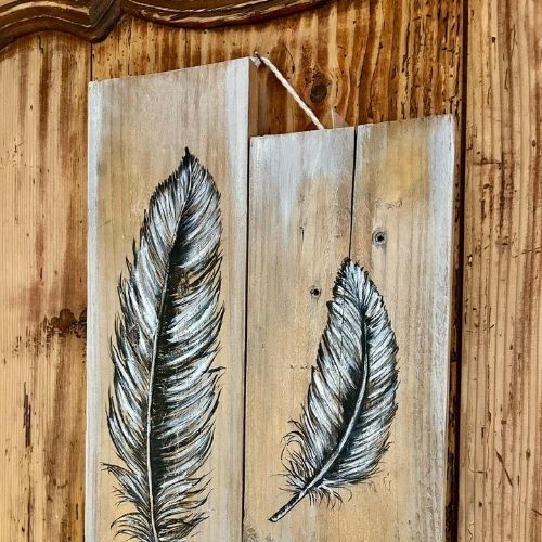 Peinture sur Bois - Création artisanale - H40cm x l24cm