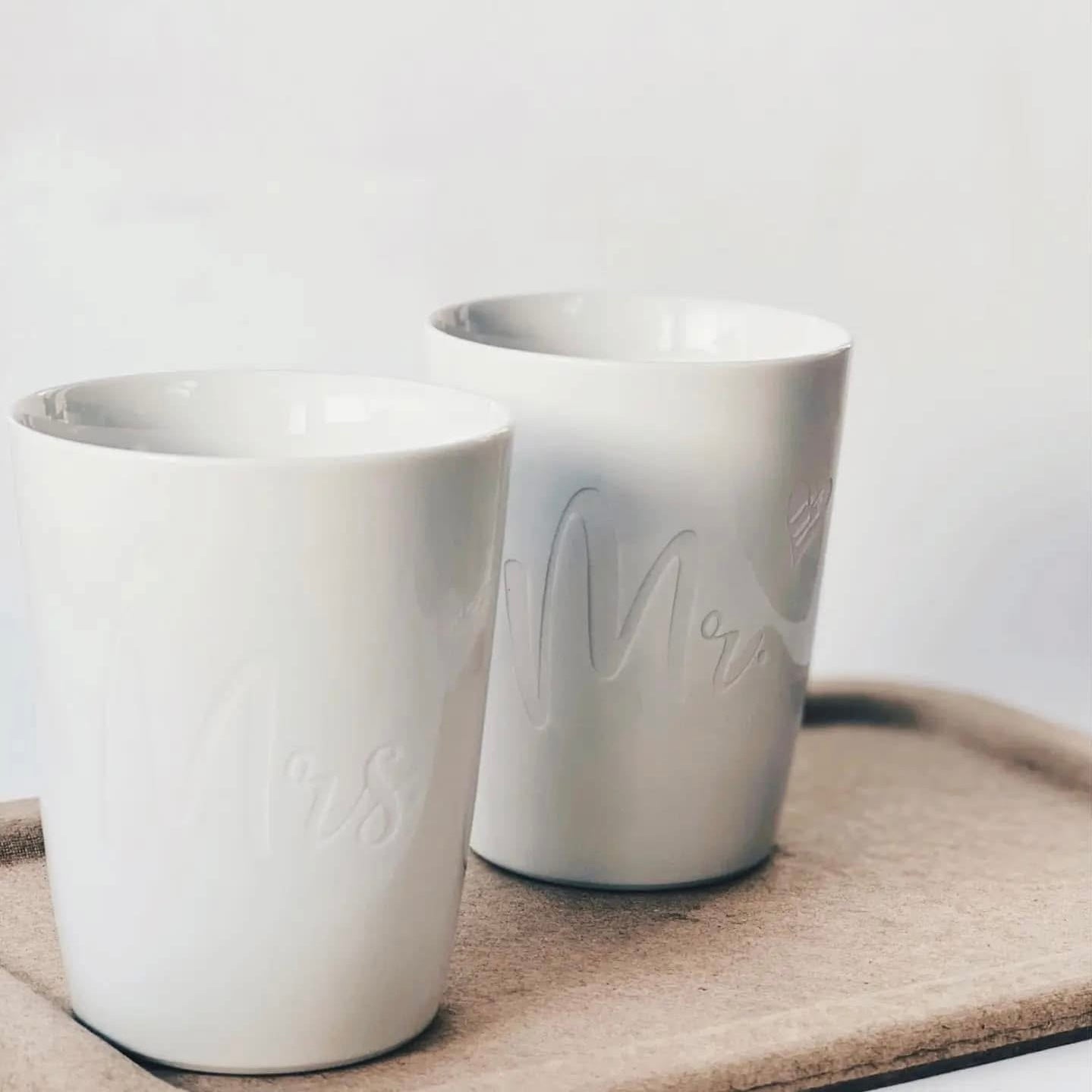 Duo de Mugs en porcelaine « Mrs & Mr »