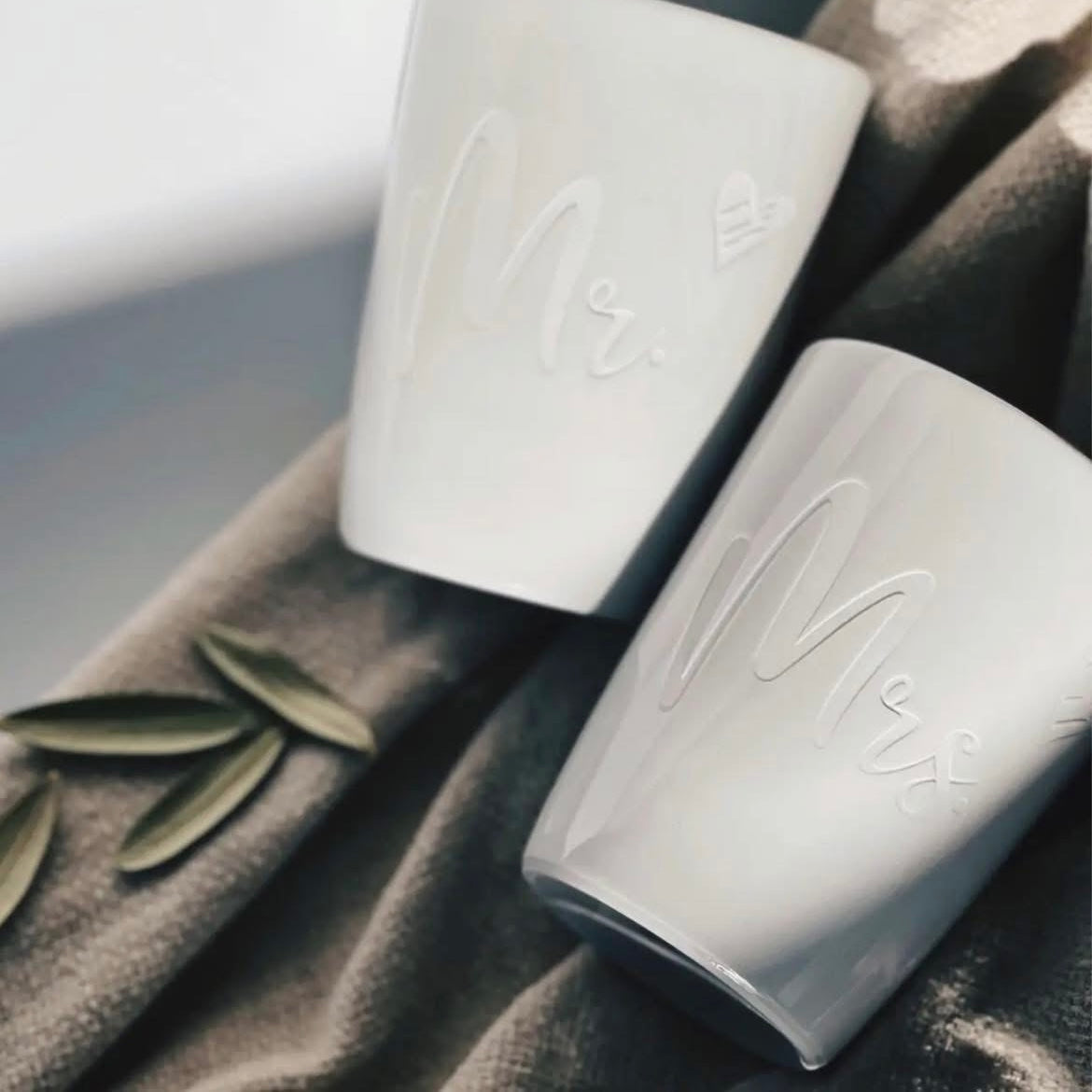 Duo de Mugs en porcelaine « Mrs & Mr »
