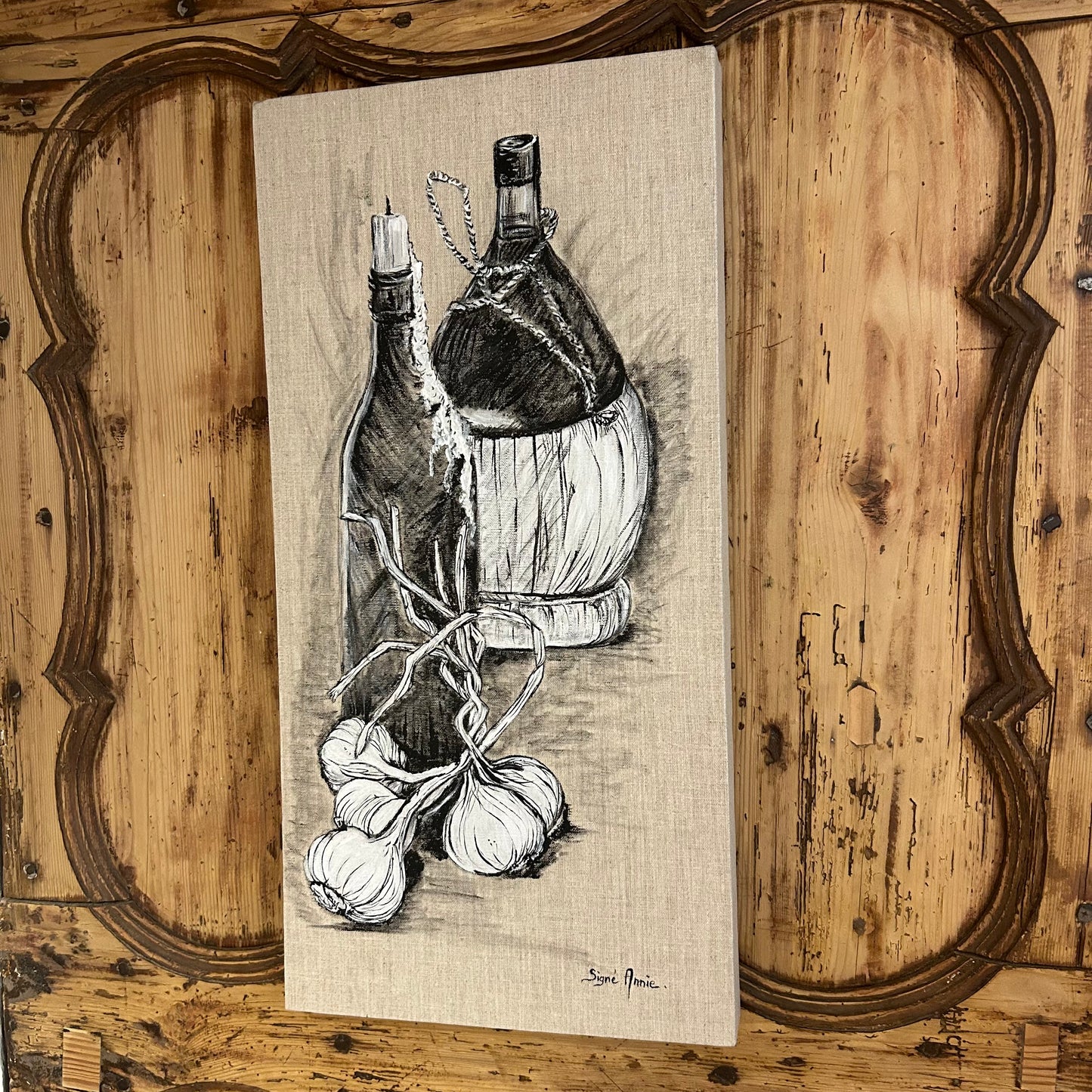 Peinture sur Toile en Lin - Création artisanale - H60cm x l29,5cm
