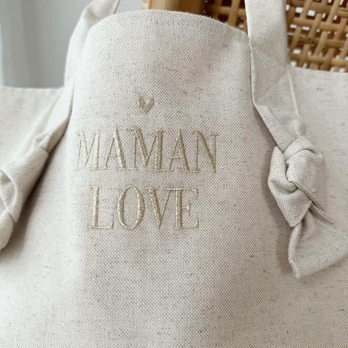 City Bag Coton Brodé "Maman Love"