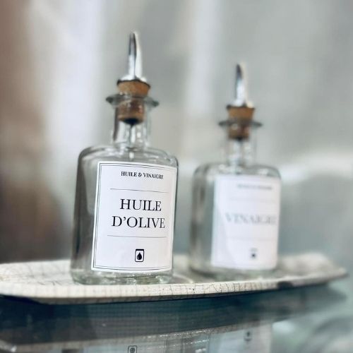 Duo petits flacons en verre pour la cuisine.
