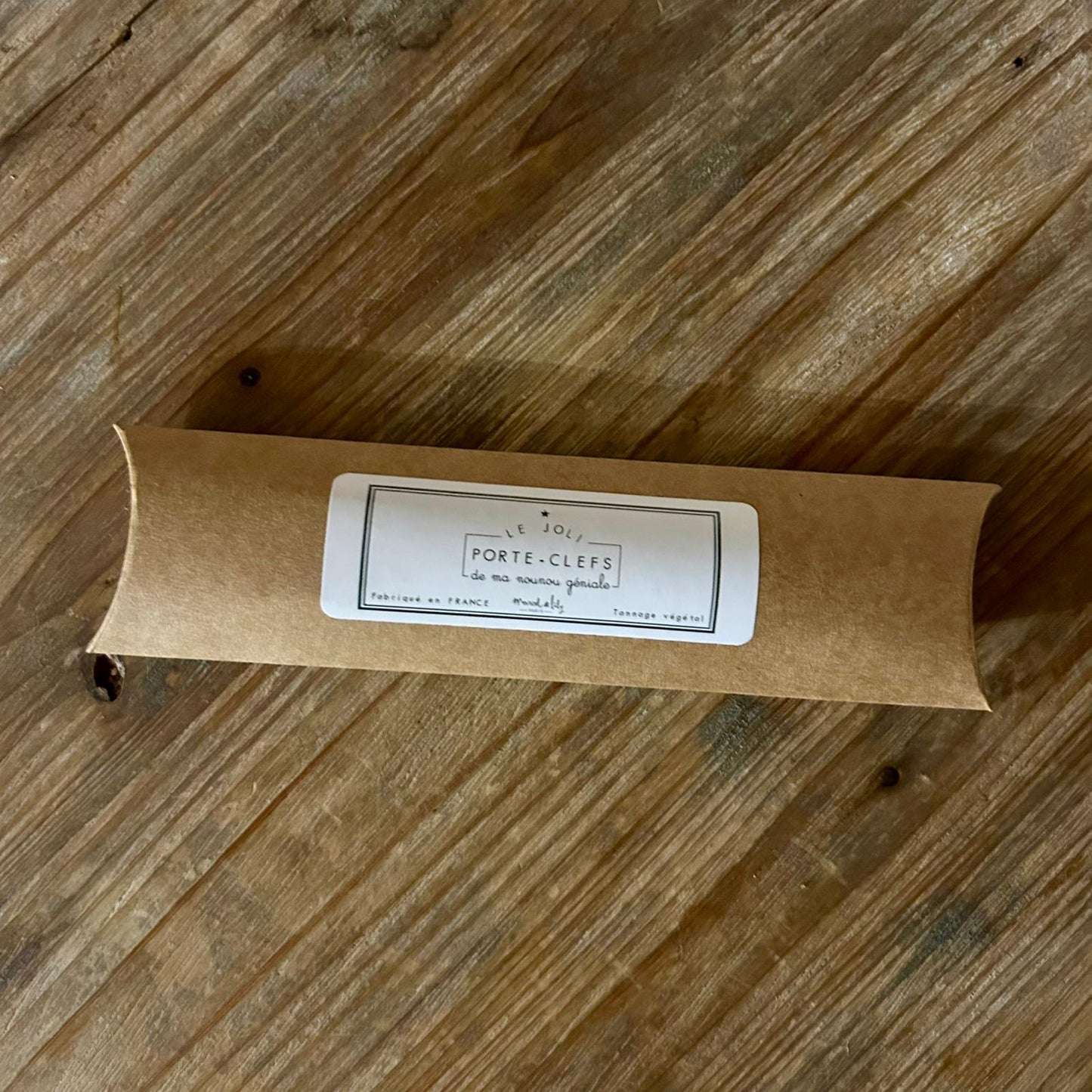Porte Clefs - Cuir Naturel "Nounou Géniale"