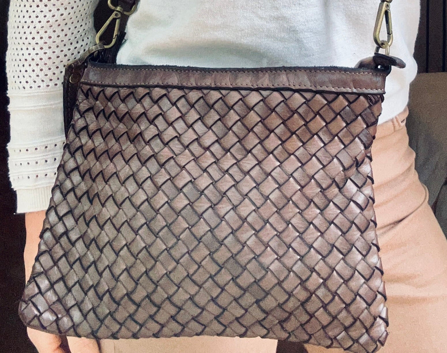 Sac "JANE" en cuir tressé