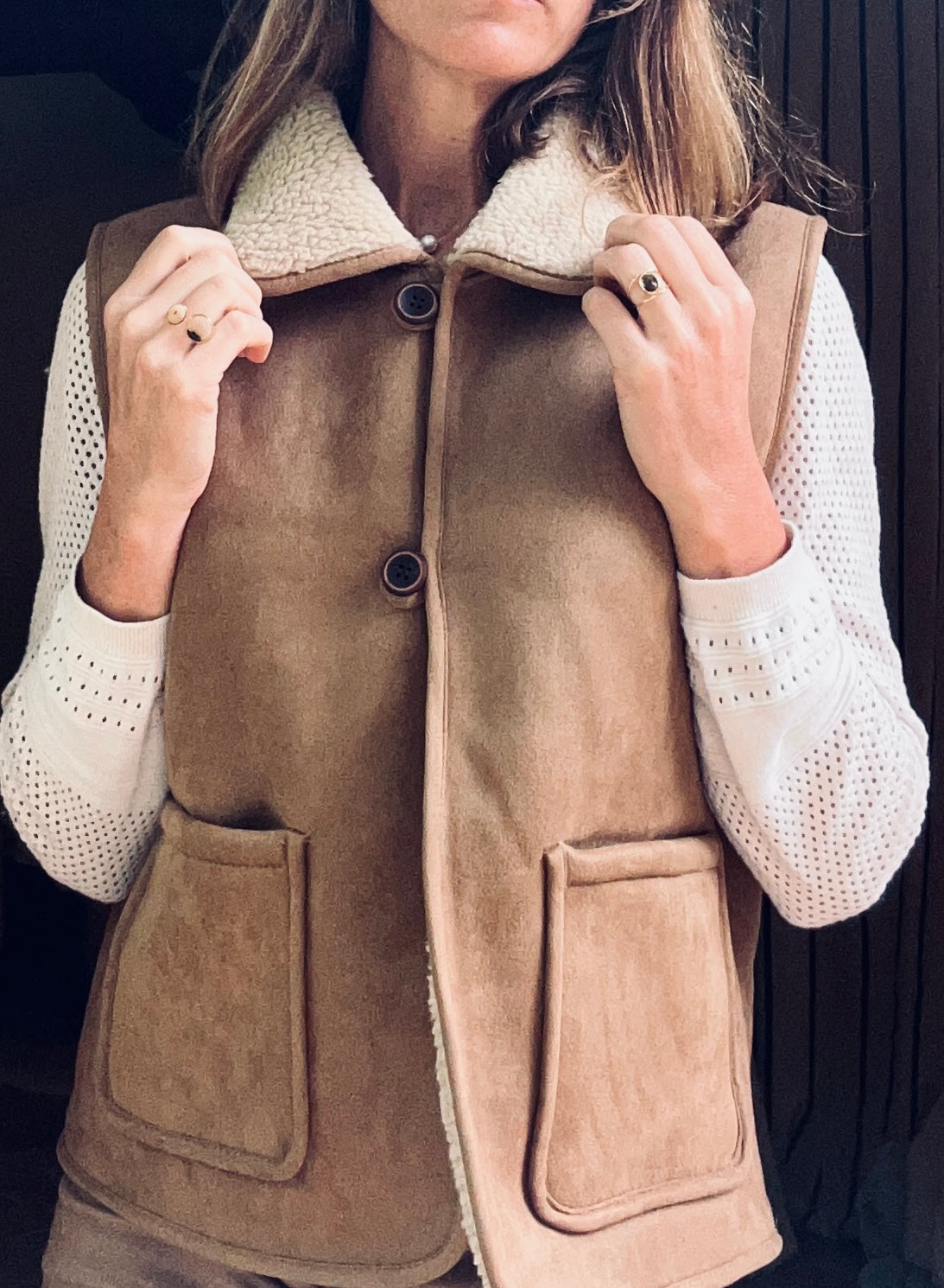 VESTE « TEXAS »sans manche camel