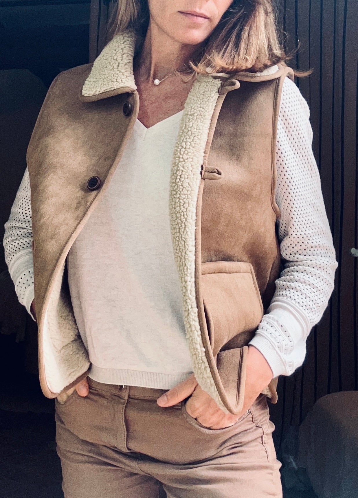 VESTE « TEXAS »sans manche camel