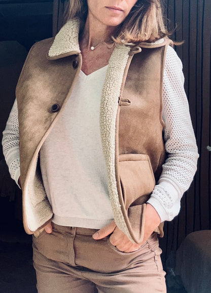 VESTE « TEXAS »sans manche camel