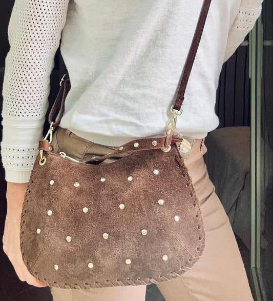 Sac "NINA » clouté camel