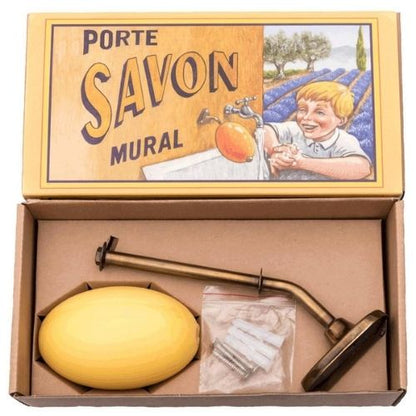 Coffret support savon mural rotatif laiton & Savon "Antan"