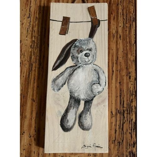 Peinture sur bois pour bébé - Création artisanale - 30cm x 12cm