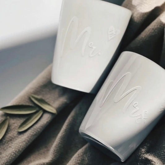 Duo de Mugs en porcelaine « Mrs & Mr »