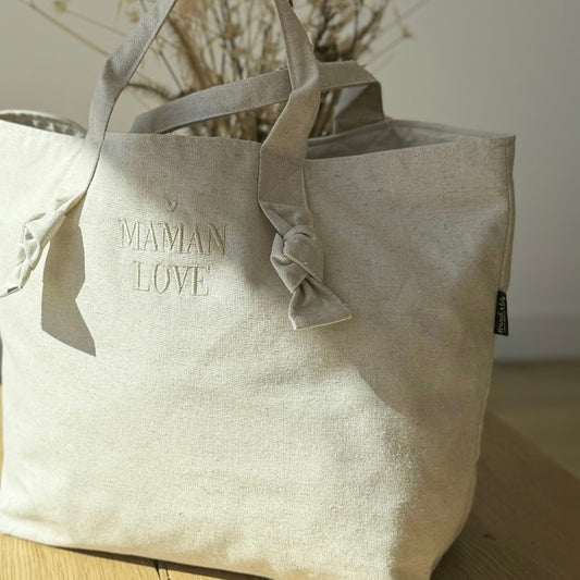 City Bag Coton Brodé "Maman Love"